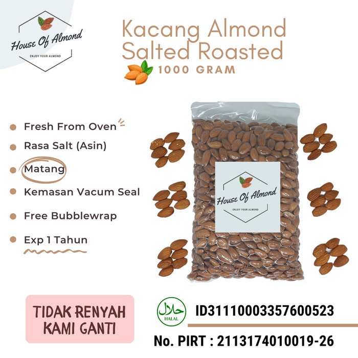 

Kacang Almond Salted Roasted (Panggang) 1kg
