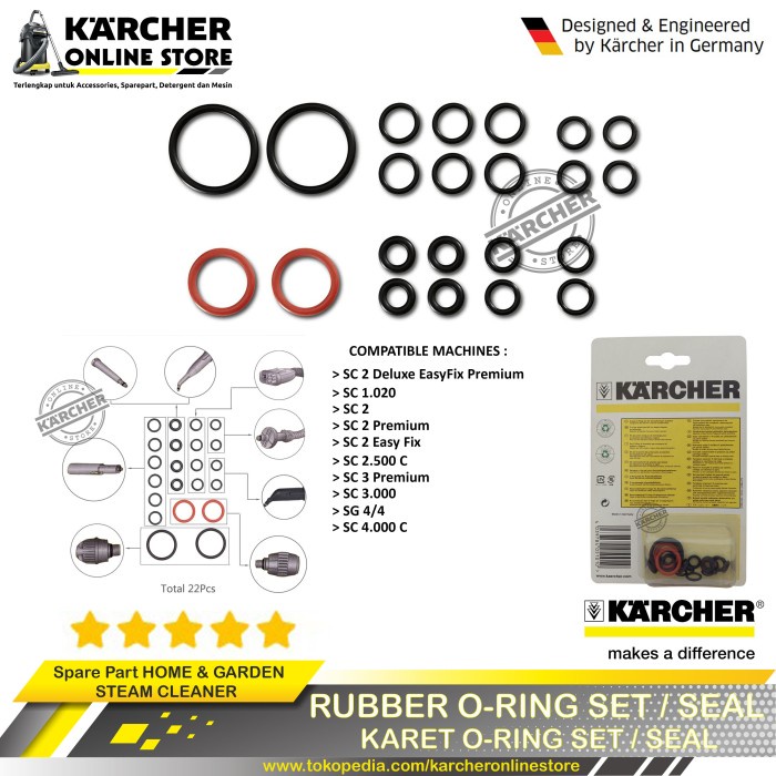 ✅Termurah Karcher Karet Rubber O Ring Seal Set 22 Pcs Spare Parts Bisa Sameday