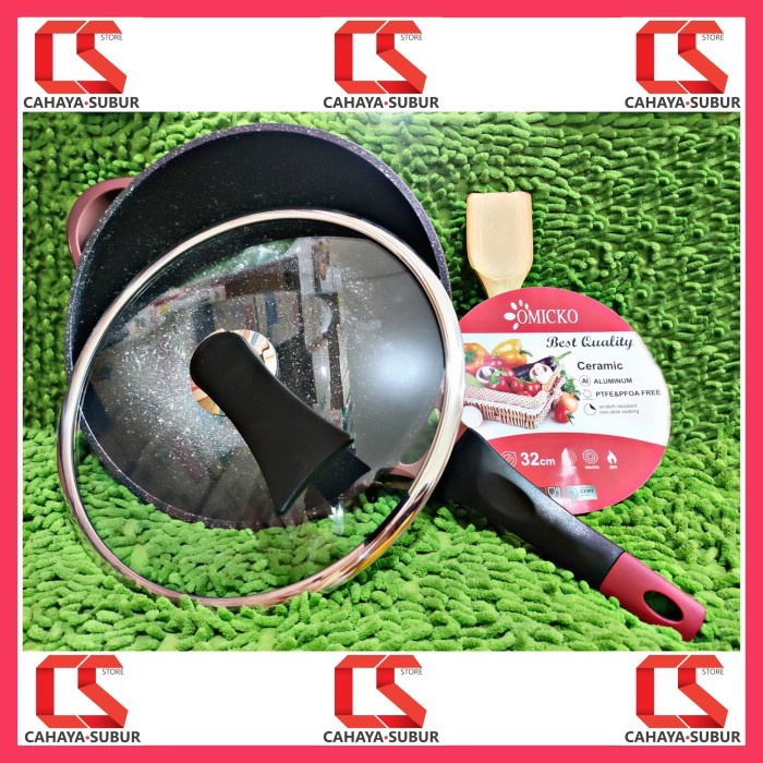 ✨Baru Omicko Stir Wok 32Cm Marble With Lid Multi Use Cookware Stirwok Lvs Bisa Sameday