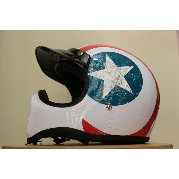 ✨New Helm Cakil Putih Bintang - Full Face - Harga Promo Bisa Gojek
