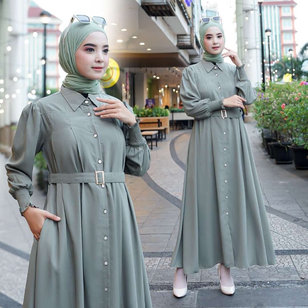 Gamis Terbaru Lebaran Wanita Remaja Import Korean Style Mewah Baju Atasan Dress Wanita Kondangan Ful
