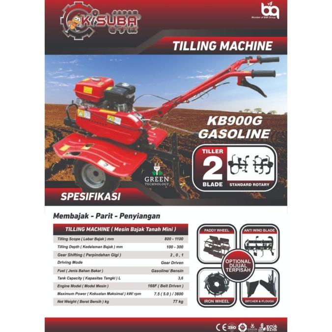 Mesin Traktor Mini Cultivator Kb900G Kisuba Bensin / Mesin Bajak Sawah