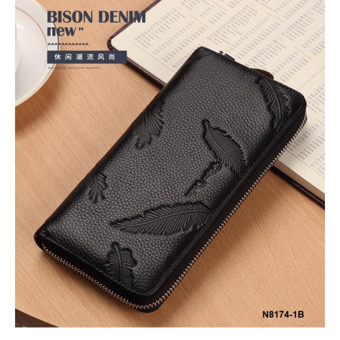 ✨Original Bison Denim-Dompet Panjang / Dompet Clutch Kulit Asli Bison 8174-1B Limited