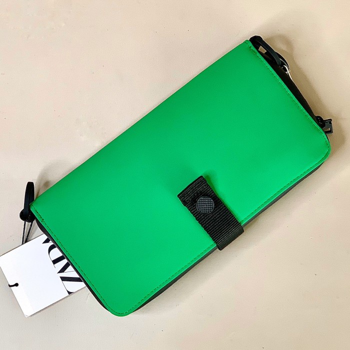 ✨Original Zara Clutch Wallet Tas Slempang Dompet Green Soft Leather Original Bisa Gojek