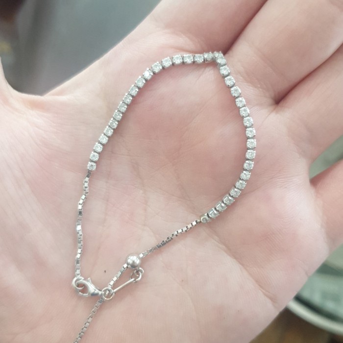 Gelang Serut Listring Adjustable Besar Kecil Jumbo Emas Asli 375 Putih