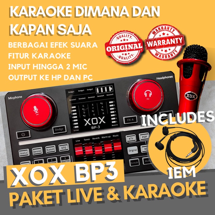 ✨Sale Xox Bp3 Soundcard  Mic Paket Karaoke Dan Live StreamingSinging Kit Diskon