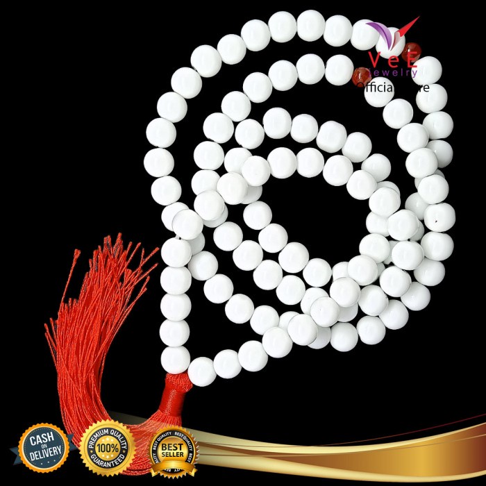 ✨New Tasbih Budha 108 Butir Batu Giok 13Mm Putih - Vee Kalung Buddha Terbatas