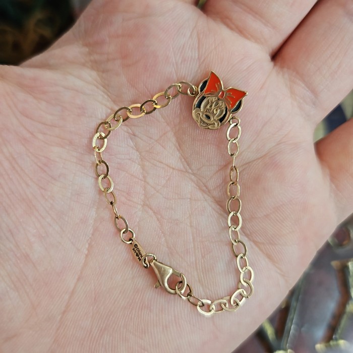 ✨Ori Gelang Rantai Ubs Balita Anak Emas Asli 375 Disney Mickey Mouse 14 Cm Terbaru
