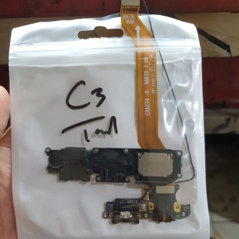 Konektor Cas + Fleksibel + Buzer Speaker Realme C3 Ori Copotan