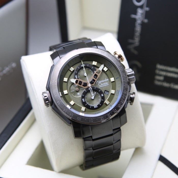 ✅Sale Jam Tangan Pria Alexandre Christie Ac 6565 Original Black Green Berkualitas