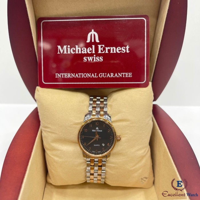 ✅New Ori Excellent Watch Jam Tangan Wanita Michael Ernest 8509L Silver Black Berkualitas