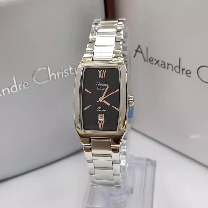 ✅New Jam Tangan Cewek / Wanita Alexandre Cristie Ac 2455 Silver Black Terbatas