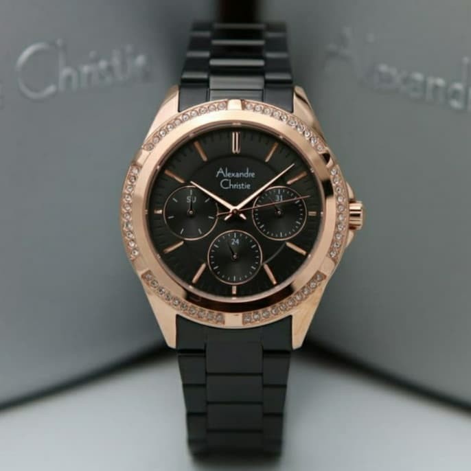 ✅Baru Alexandre Christie Wanita Ac 2826 Rosegold Black Original Diskon