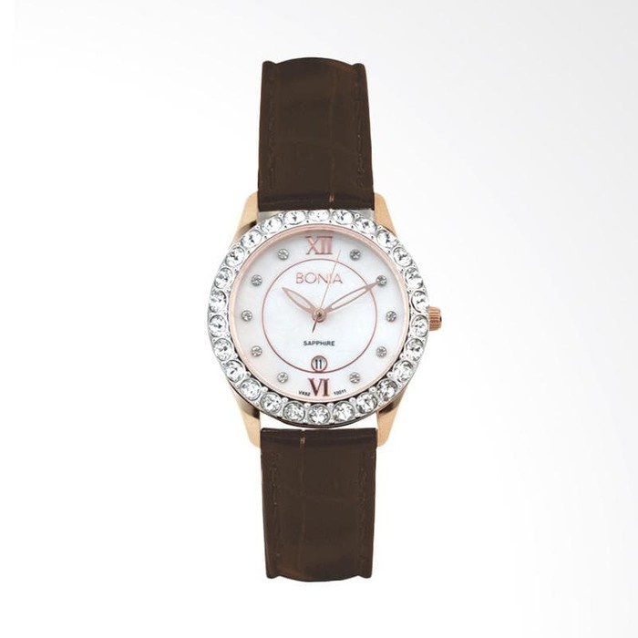 ✅Baru Bonia B10011-2559S Jam Tangan Wanita Leather Brown Bisa Sameday