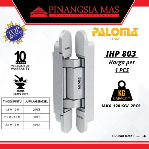 [Ori] Engsel Hinge Paloma Concealed P120 Na #Engsel Tanam Pintu / Ihp 803 Bisa Gojek
