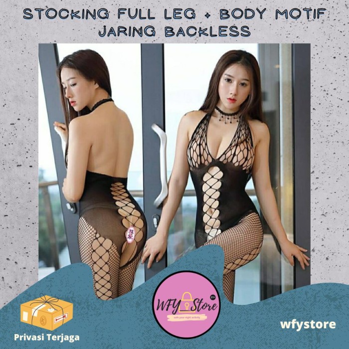 SEXY STOCKING FULL LEG BODY MODEL JARING BACKLESS EROTIS WANITA