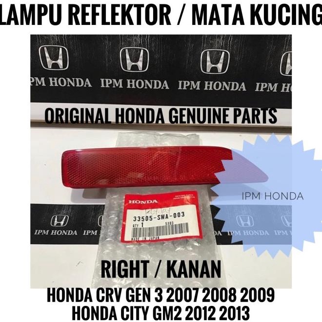 Lampu Reflektor Mata Kucing Bumper Belakang Honda City Gm2 2012 2013