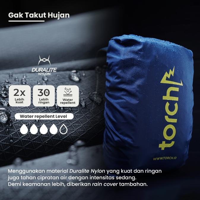 Torch Ishikari Tas Ransel Laptop Sekolah Pria Backpack 22L Rain Cover