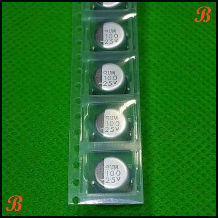 SOLID KAPASITOR CAPASITOR ELKO ELCO SMD 100UF 25V 100 UF 25VOLT HIGH QUALITY PRODUCT SIZE 8X6 | EKL