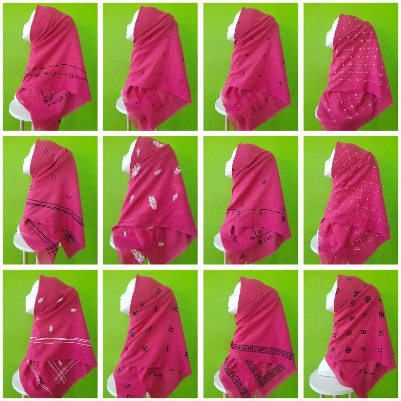 Hijab Segiempat Voal Premium Motif Warna Pink Fanta/Hijab Barbie Kerudung Barbie Lasercut