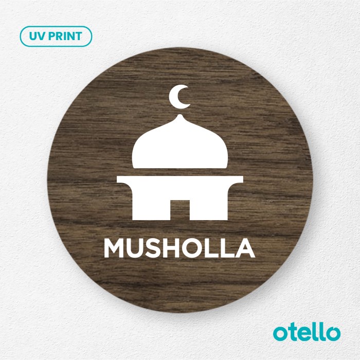 Promo Signage Musholla Sign Board Kayu Label Papan Nama Masjid Mushola Plang - 15 Cm, Bulat