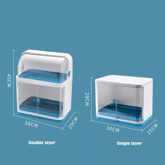 Rak Piring Dish Dryer Box Plastik 2 Susun Tertutup Portable 6050