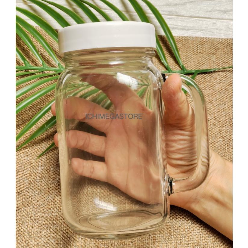 ICHIMEGASTORE Gelas TUTUP Drink Jar Harvest Time Mug Cafe Toples Souvenir Gelas 600 Mililiter Jam Ja