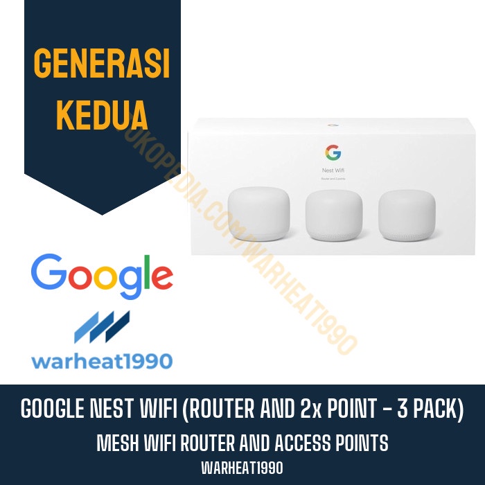 Google Nest Wifi 3 Pack 2nd Generation Mesh WiFi Router Point ORIGINAL