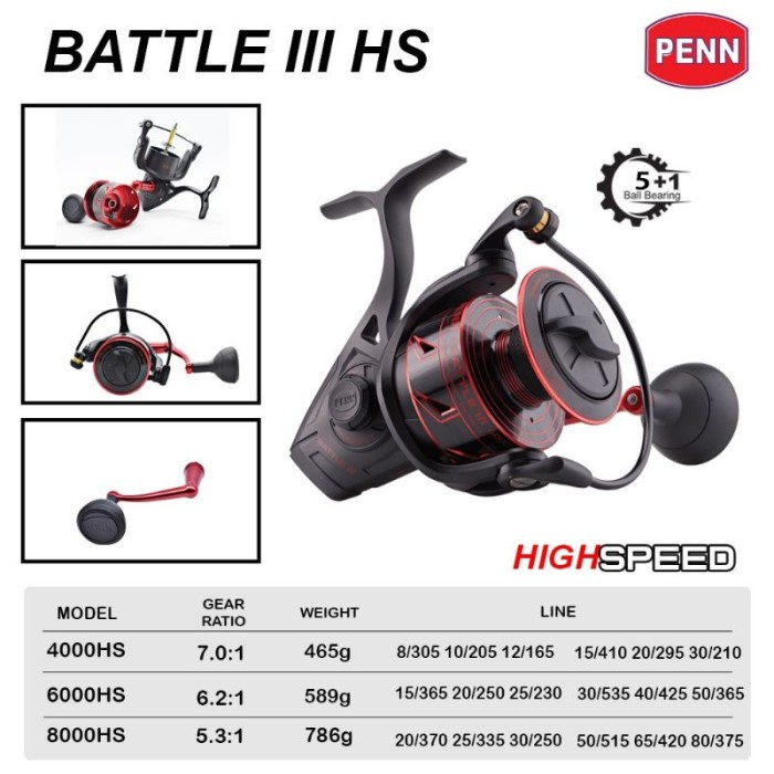 ✨Ori Reel Penn Battle Iii Hs 8000 Berkualitas