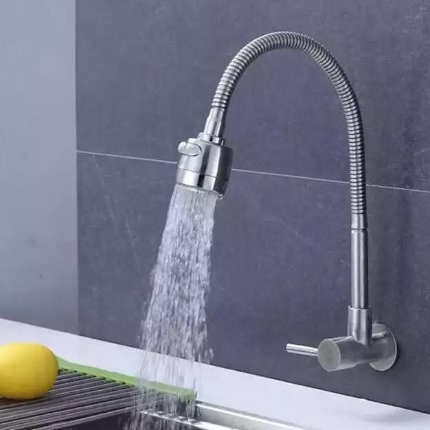Kran sink Stainles304 Angsa Tembok Fleksibel ENgkol Keran Air wastafel