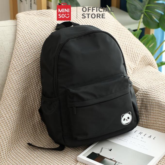 MINISO Ransel Backpack Uniseks Tas Laptop Wajah Hewan Banyak Kantong
