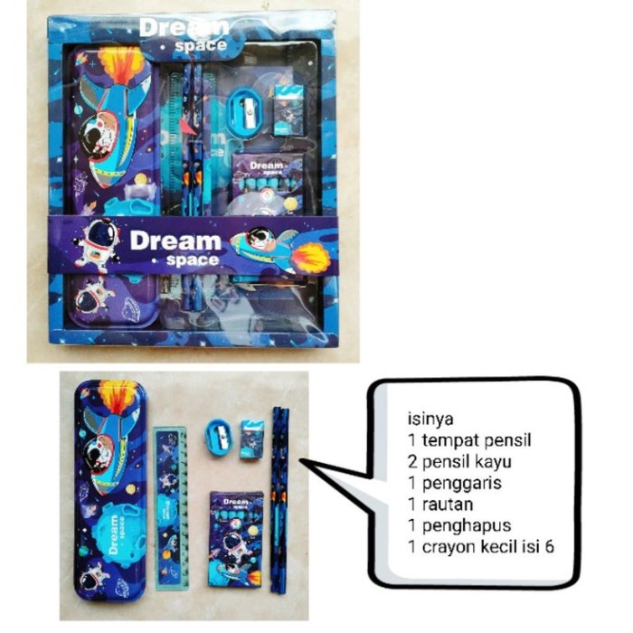 

SALE paket alat tulis study set dan crayon karakter astronot kids Termurah