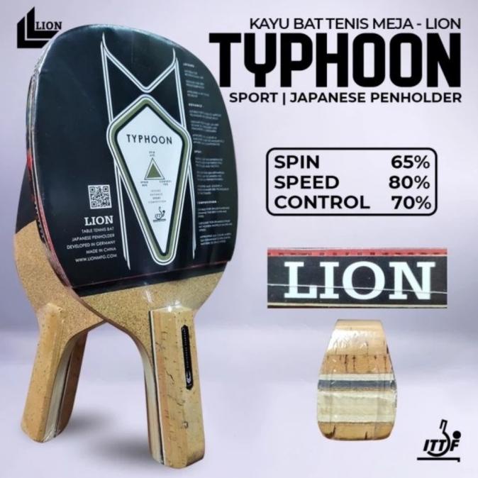 Kayu Bet Pingpong Tenis Meja Lion Typhoon Penholder Original Kode 1070