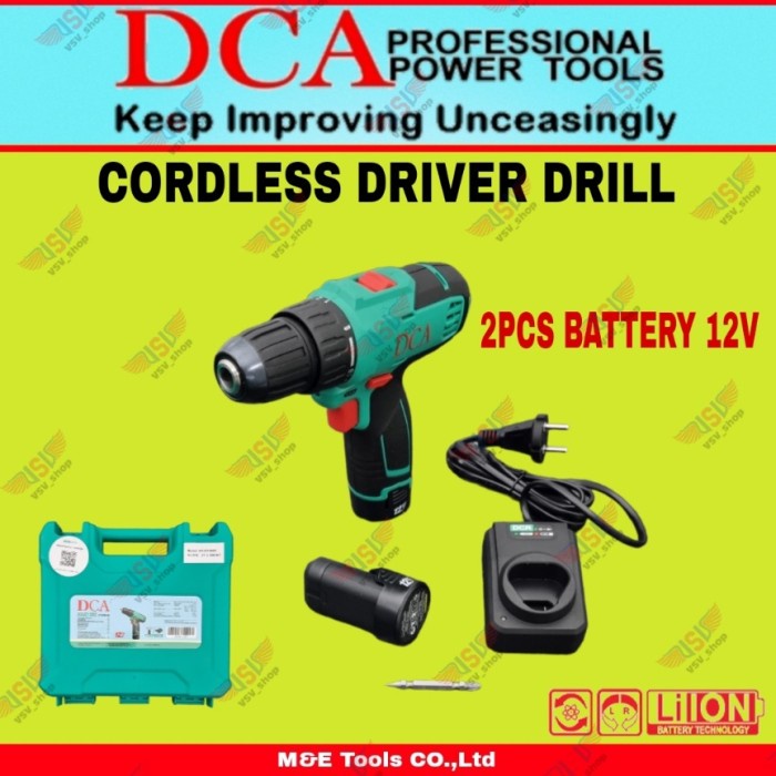 Dca Adjz1202E Cordless Driver Drill Mesin Bor Baterai Cordless Drill