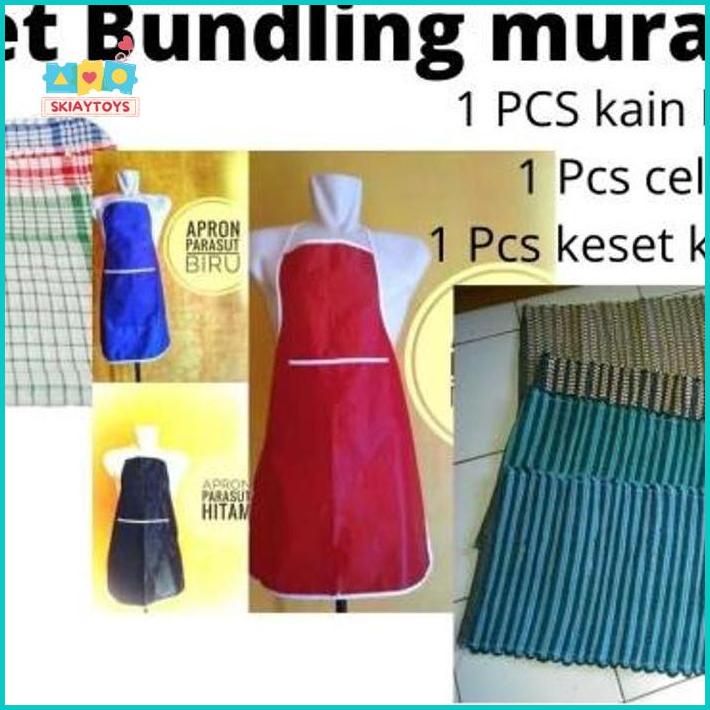 Skiatoys PAKET BUNDLING PERLENGKAPAN DAPUR CELEMEK KAIN LAP KESET KAKI PERCA