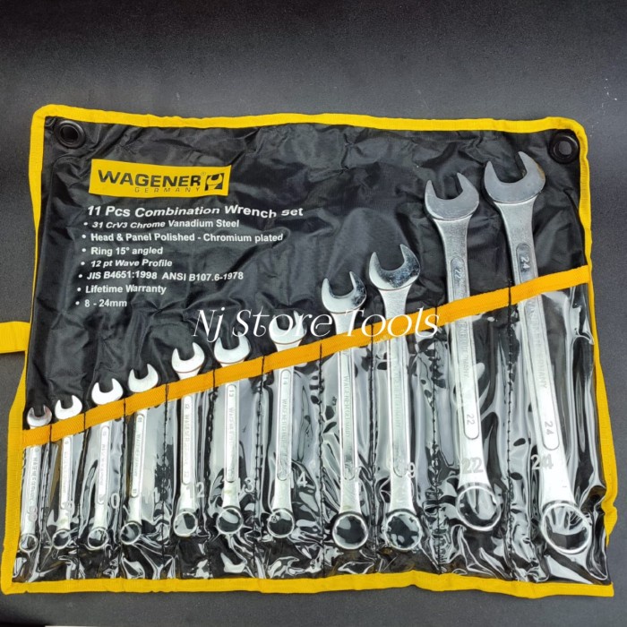 ✅New Wagener Kunci Ring Pas Kombinasi Set 11 Pcs 8 - 24 Mm Combination Bisa Gojek