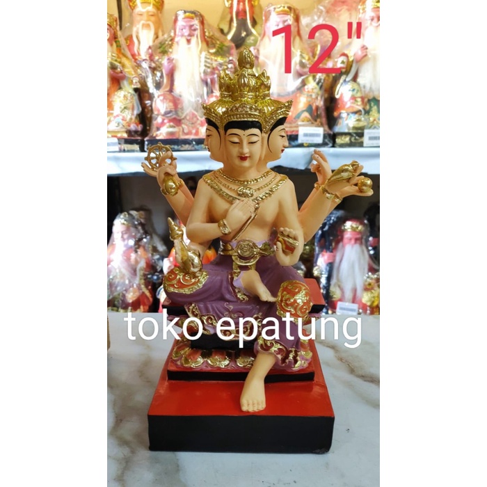 [Ori] Patung Buddha 4 Wajah / Se Mien Fo - Thailand - Fiber - 12 Inch Diskon