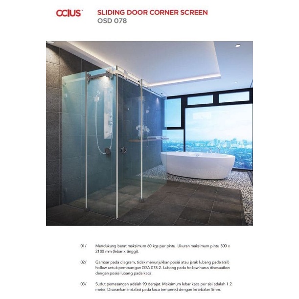 [Ori] Sliding Corner Screen Accessory Set Pintu Sliding Shower Kamar Mandi Limited