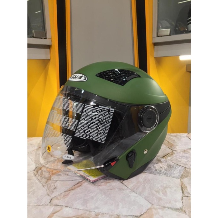 [New Ori] Zeus-610 F Green  Helm Half Face  Helm Zeus  Matt Blue Helm Bisa Gojek