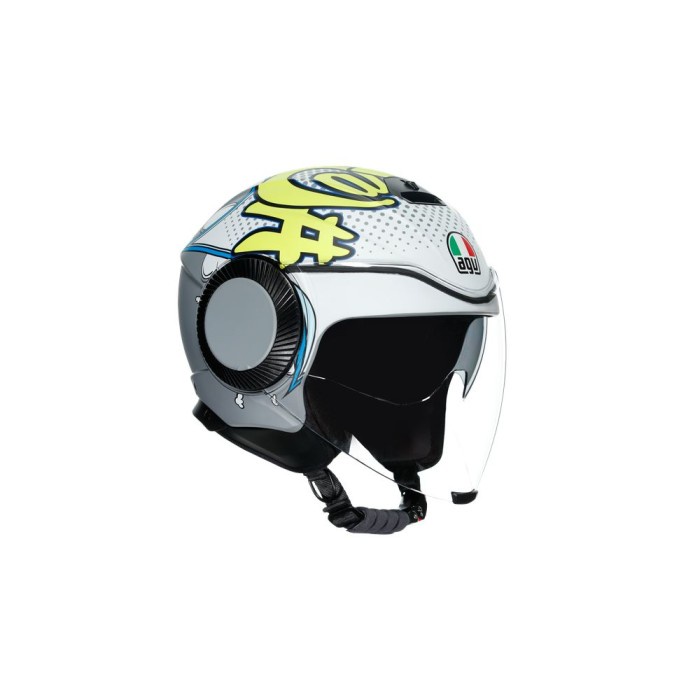 [New Ori] Agv Orbyt Multi Vibes Matt Grey Yellow  Helm Half Face  Non Sni Diskon