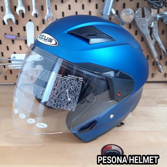 [New Ori] Helm Zeus Zs611 Blue Half Face Berkualitas