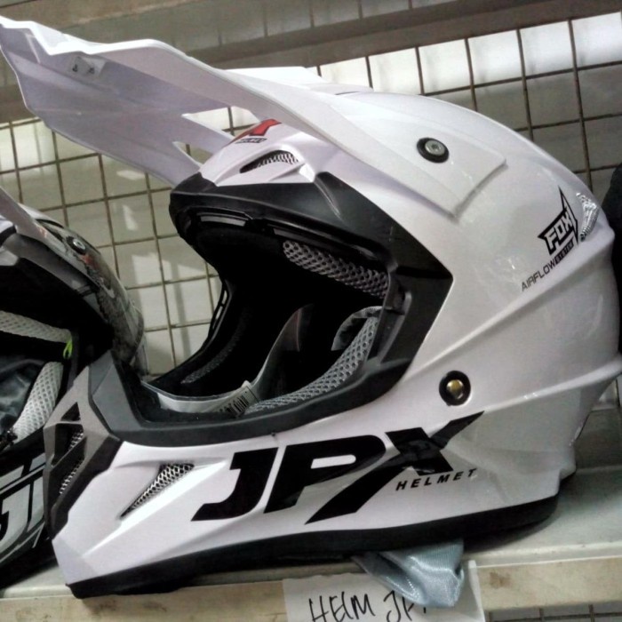 [New Ori] Helm Cross Jpx Warna Putih Kilat Motif Fox 1 Diskon