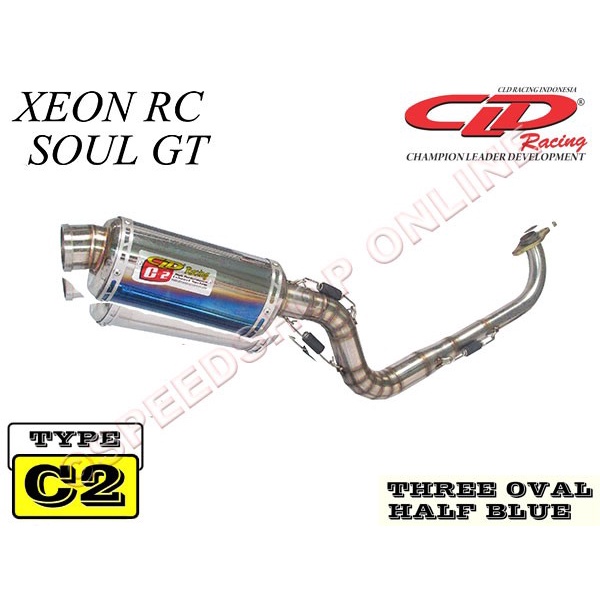 ✨Termurah Knalpot Cld Racing Xeon Xeon Rc Original Type C2 Oval Half Blue Bisa Gojek