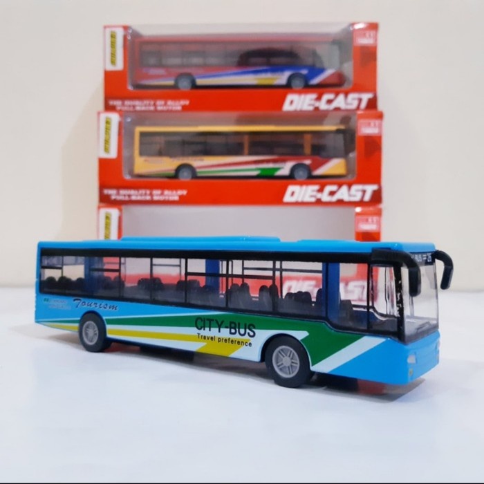 PROMO DIECAST CITY BUS ALLOY PULLBACK - MINIATUR ANAK MOBIL BUS MANIA KOTA TERBARU