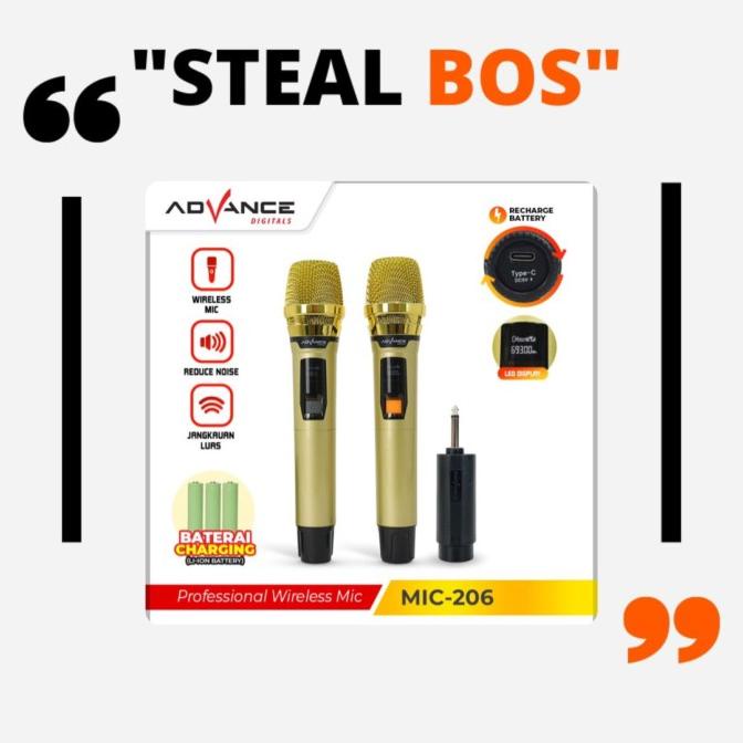 advance mic wireless 206 microphone double wireless+receiver advance