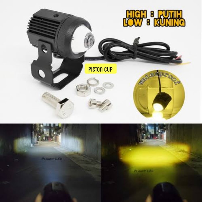 Lampu Tembak LED Motor AYOTO F02 Foglamp 2 Warna Putih Kuning AC DC star