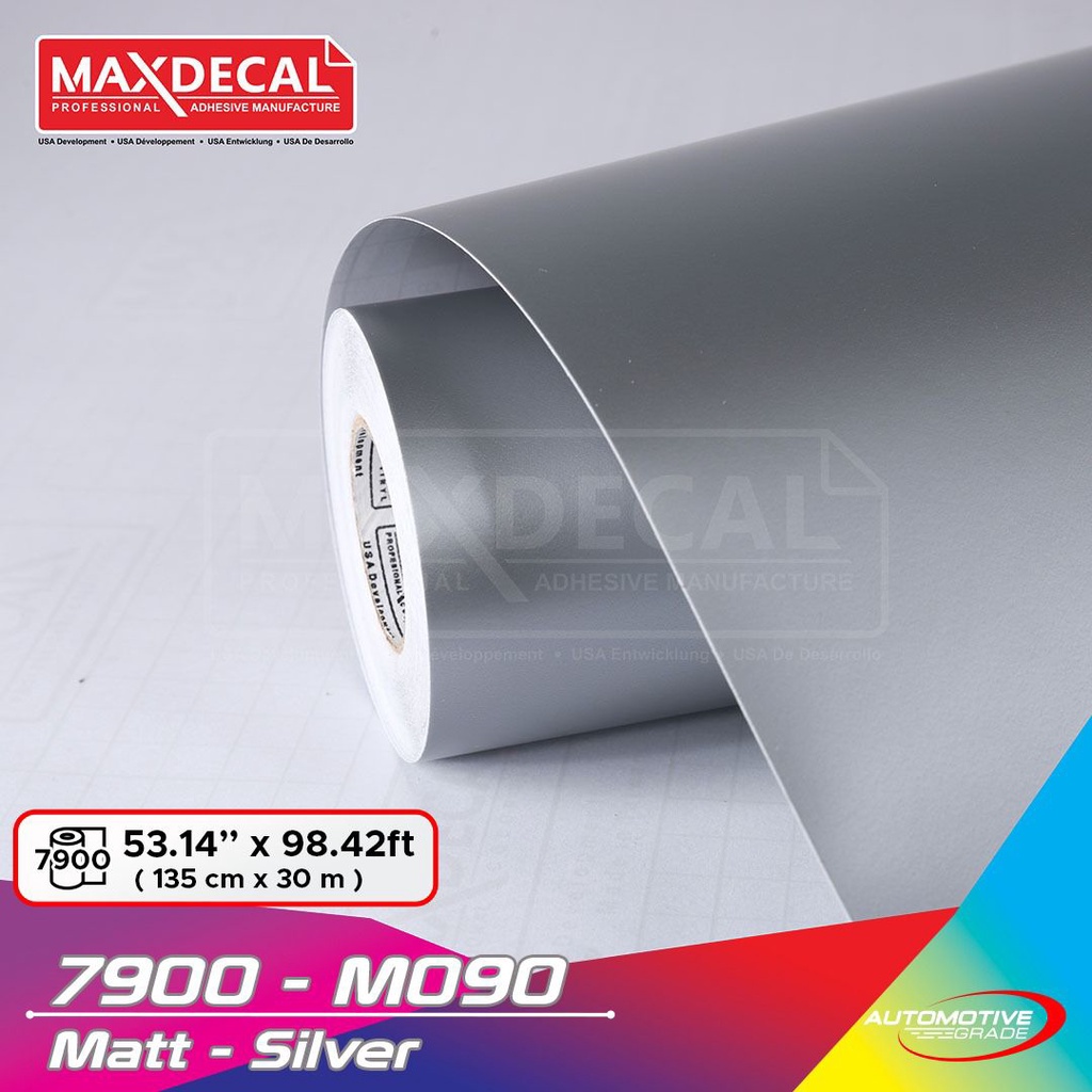 [Per Meter] MAXDECAL 7900 090 SILVER GREY 135 cm Perak Doff