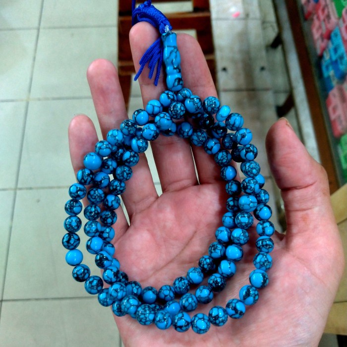 Tasbih Batu Asli Pirus Biru 99 Butir