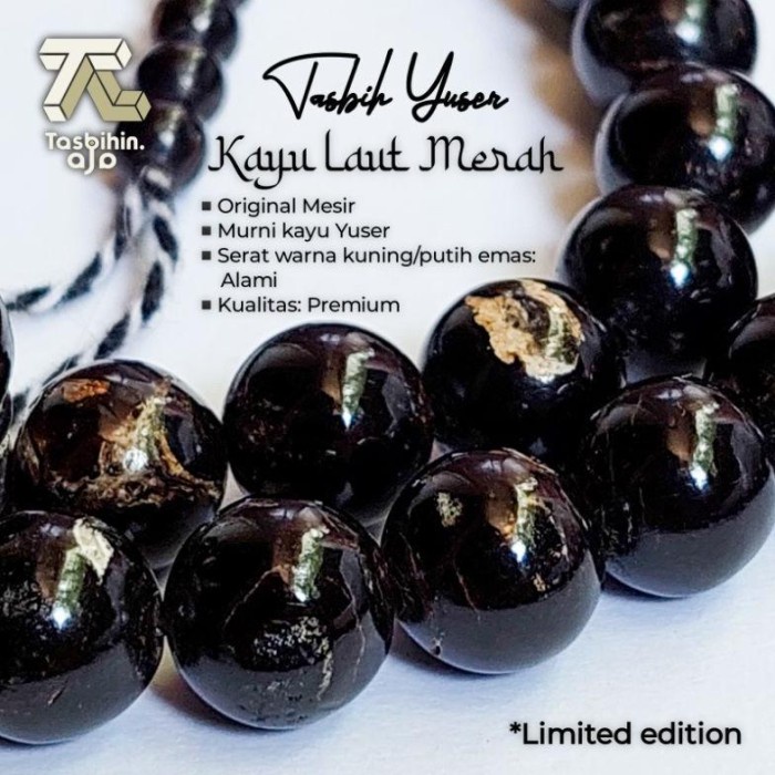 ASLI [ORIGINAL MESIR] TASBIH KAYU YUSER ASLI LAUT MERAH BULAT