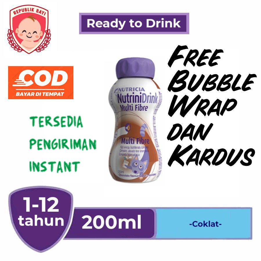 Nutrinidrink Susu Cair Ready To Drink 200 ml 200ml Coklat Cokelat TERBARU MURAH FREE PACKING DUS BUB